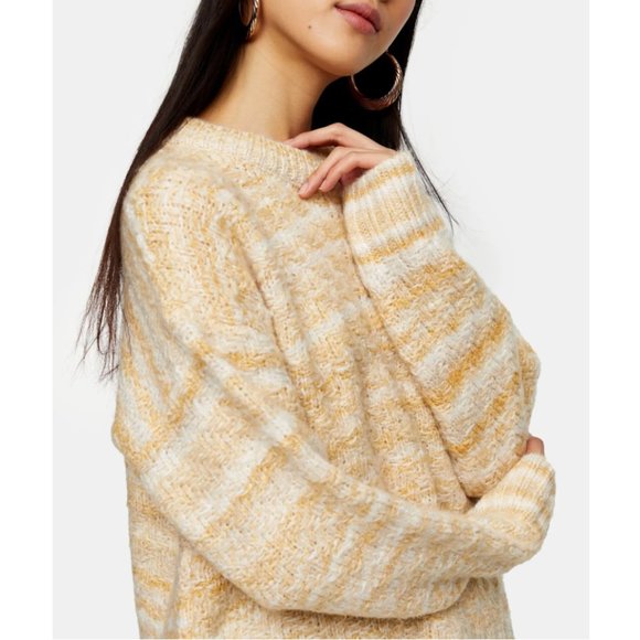 Topshop Sweaters - NEW • TOPSHOP Chunky Oversized Tuck Stitch Striped Crewneck Sweater